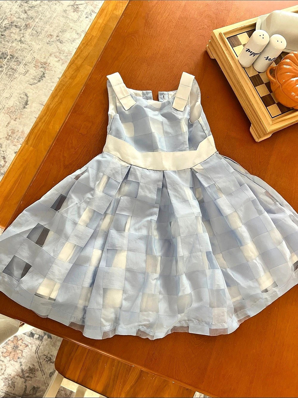 Janie and Jack Girls' Blue & White Dress Size 2T Like New